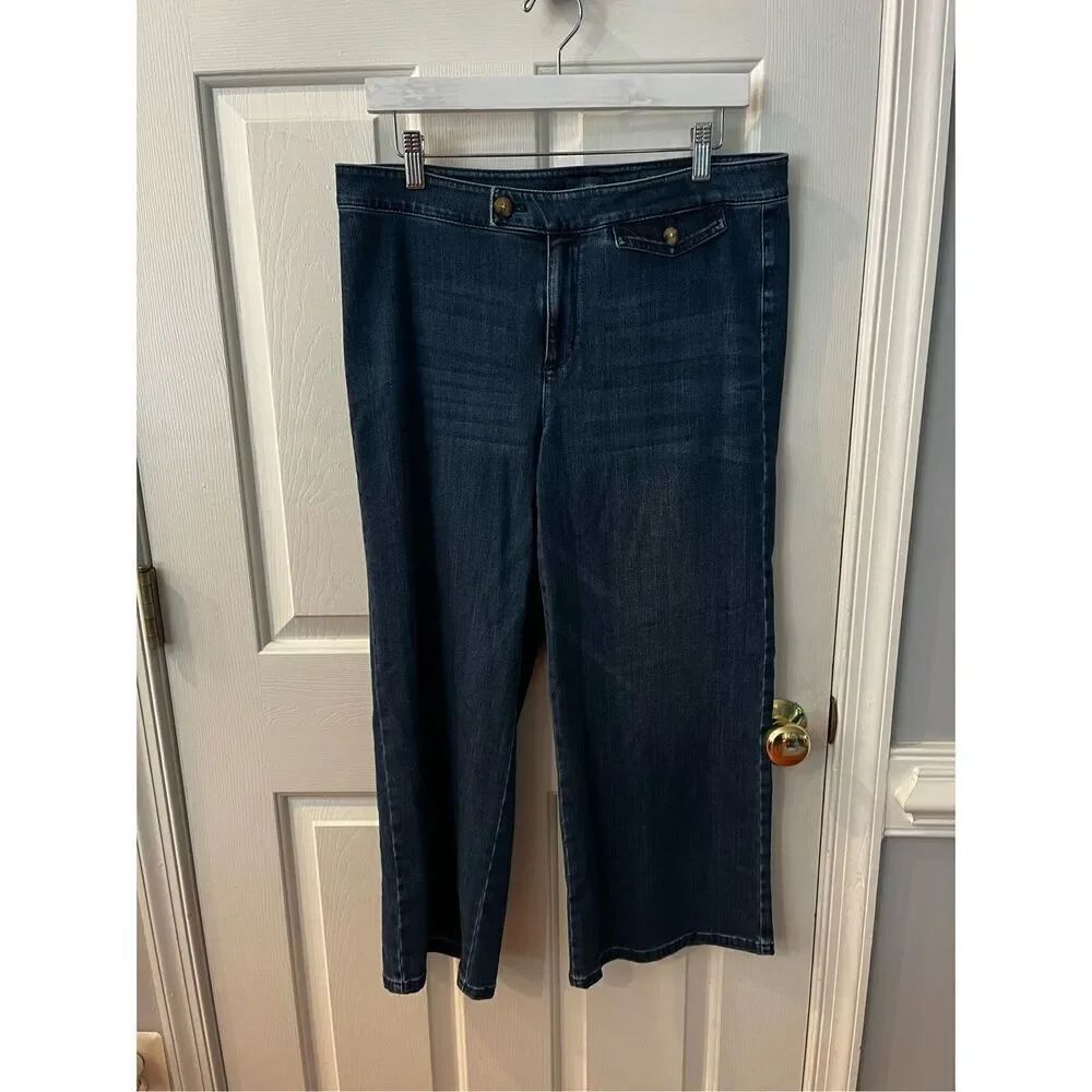 J. Jill Tab-Waist Full-Leg Cropped Jeans sz 10 EUC
